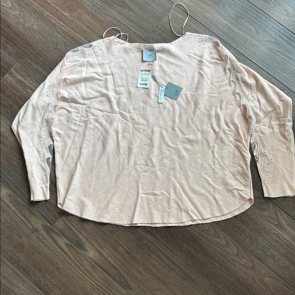 Pink Long Sleeve Top with Lace Details